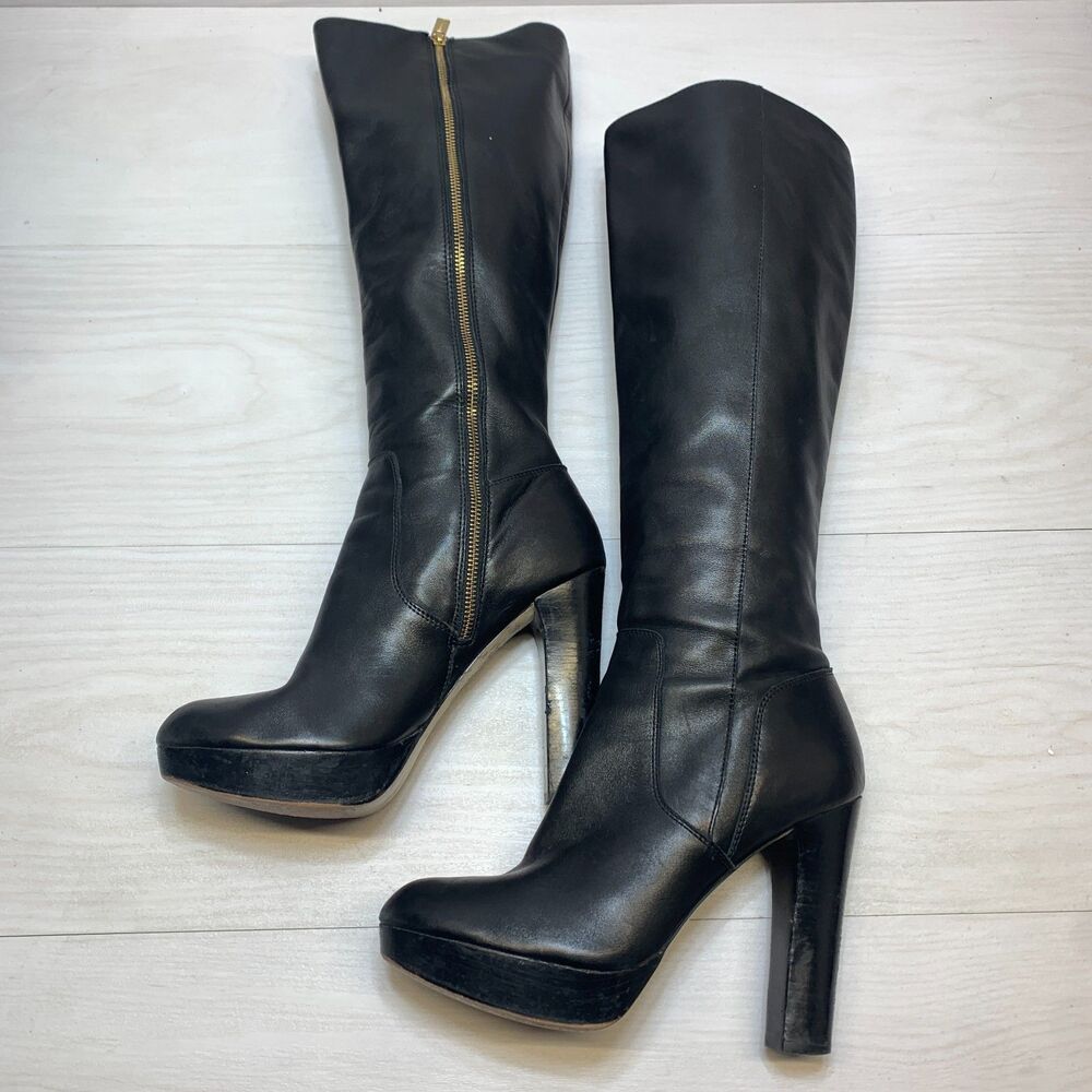 Michael Kors Lesly High-Heel Platform Tall Boots Women's Size 10M Black Leather - Picture 4 of 16